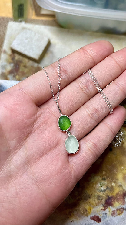 Two-Stone Bezel Seaglass Necklace image 4