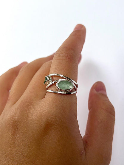 Double-Bezel Chunky Seaglass Ring image 3