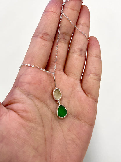 Two-Stone Bezel Seaglass Necklace image 3
