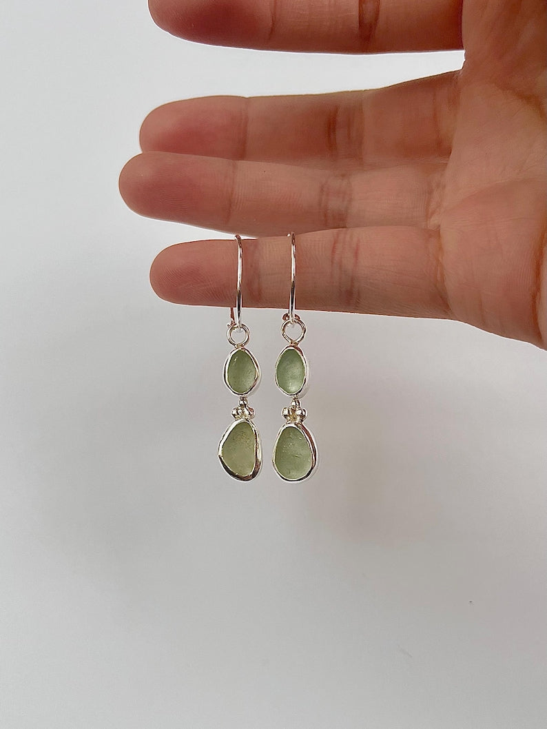 Two-Stone Seaglass Granules Earrings image 4