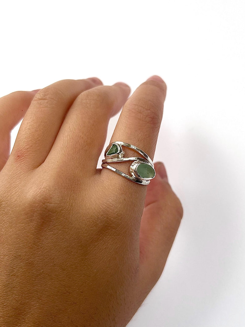 Double-Bezel Chunky Seaglass Ring image 2