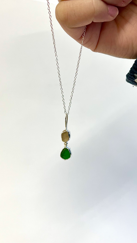Two-Stone Bezel Seaglass Necklace image 0