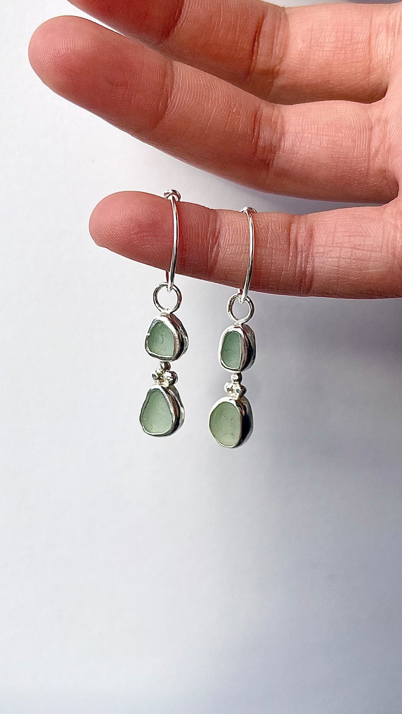Two-Stone Seaglass Granules Earrings image 3