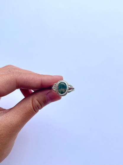 Moss Agate/Amber Statement Ring image 0