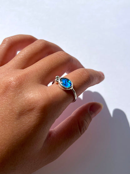 Blue Paua Shell Granulation Ring image 2