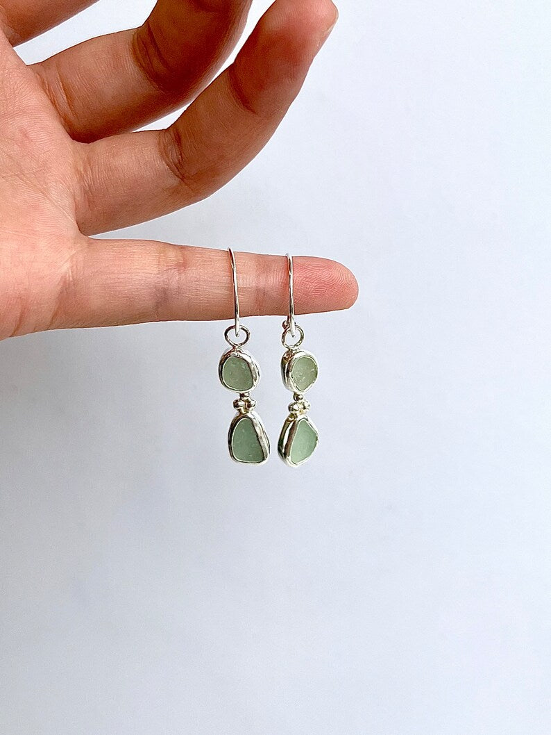 Two-Stone Seaglass Granules Earrings image 2