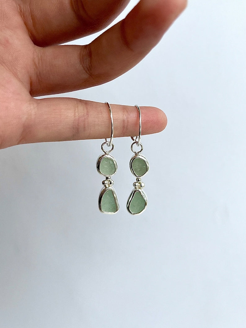 Two-Stone Seaglass Granules Earrings image 0