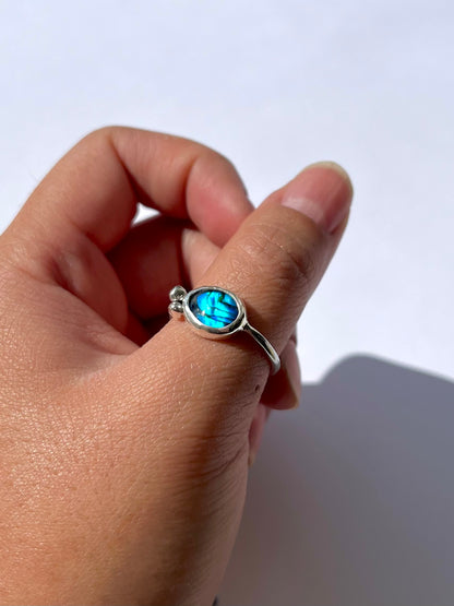 Blue Paua Shell Granulation Ring image 3