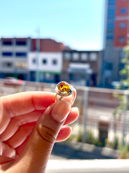 Moss Agate/Amber Statement Ring image 3