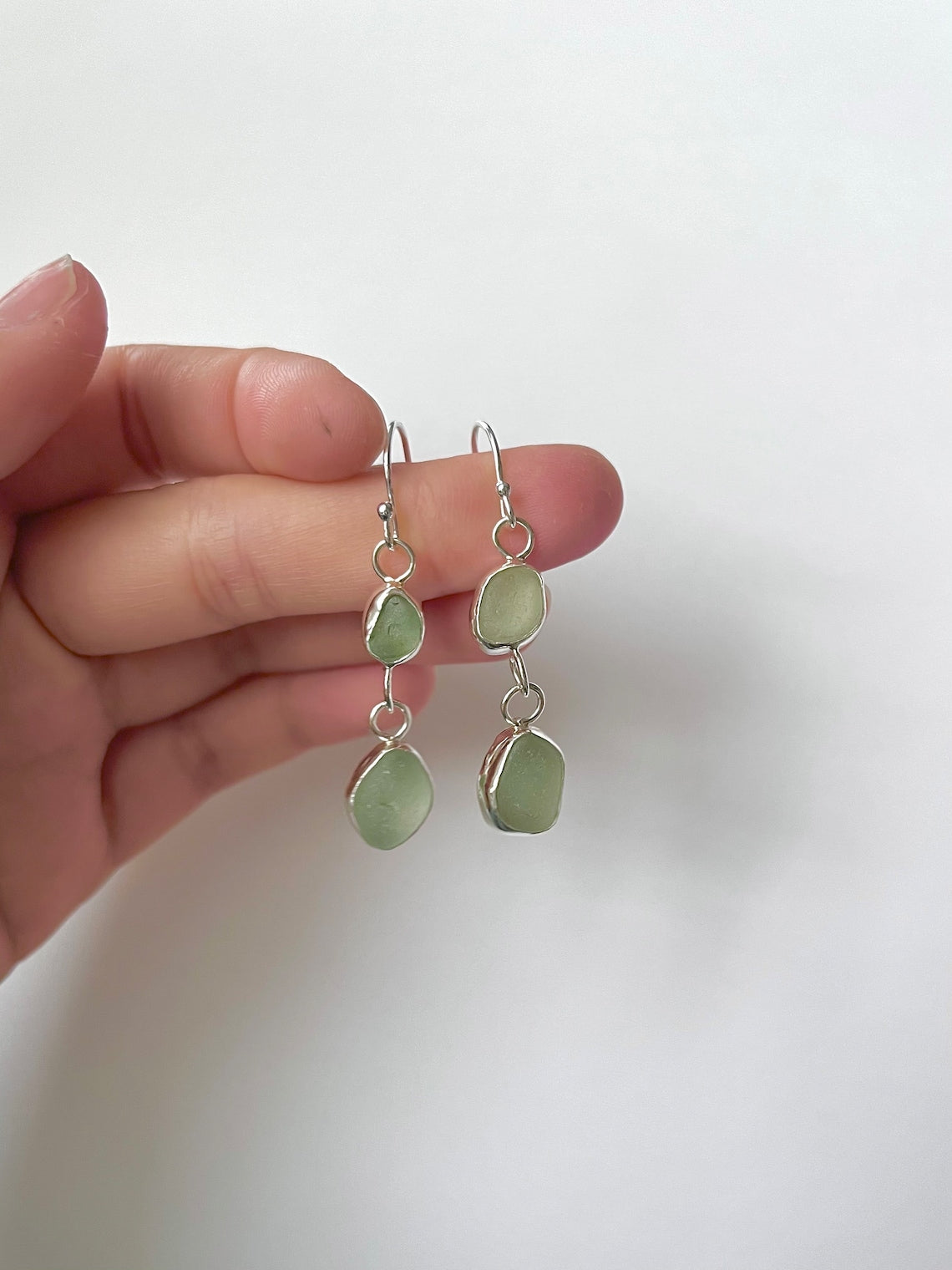 Two-Stone Seaglass Dangle Earrings image 1