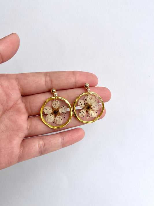 White Plum Blossom Earrings