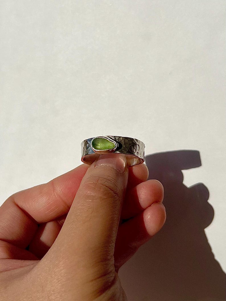 Wide Band Seaglass Ring
