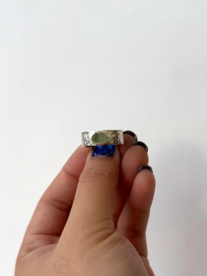 Wide Band Seaglass Ring